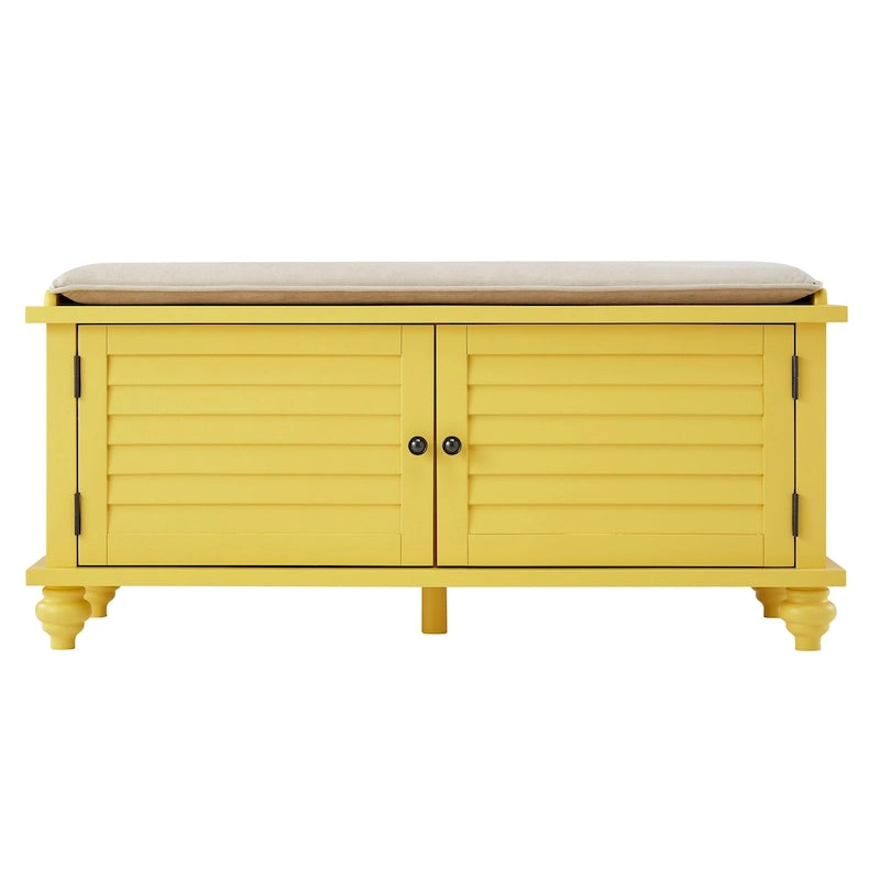Banc de rangement à porte persienne avec coussin en velours Maybelle par iNSPIRE Q Classic