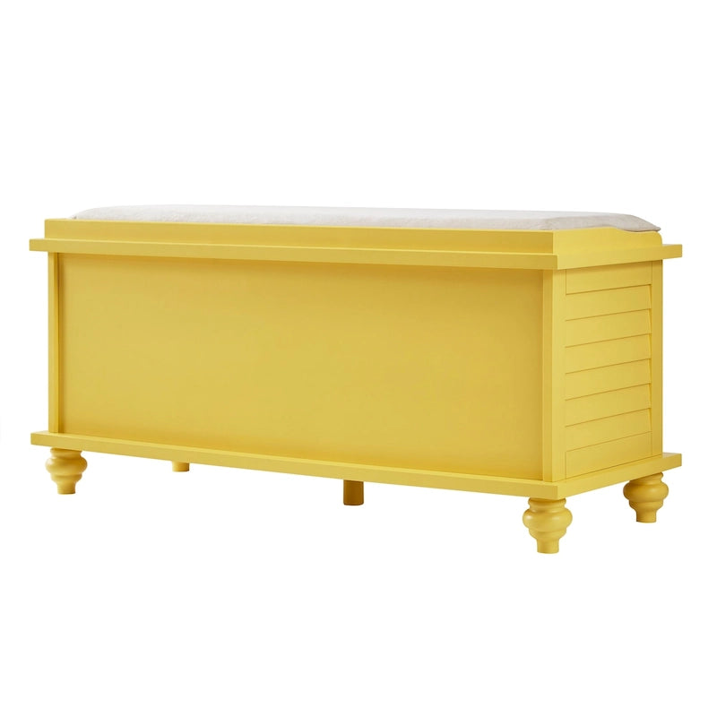 Banc de rangement à porte persienne avec coussin en velours Maybelle par iNSPIRE Q Classic