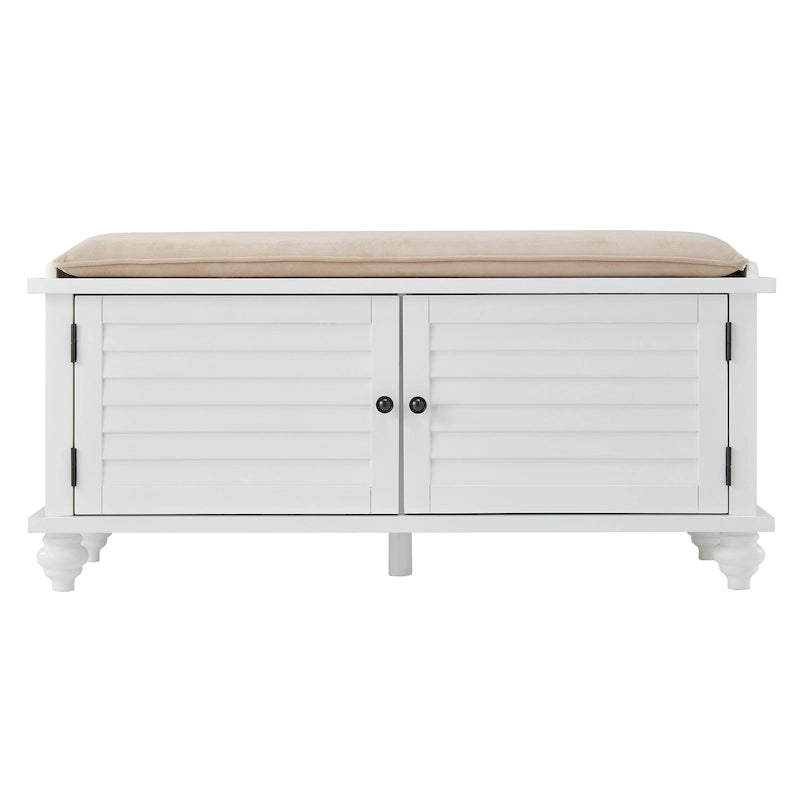 Banc de rangement à porte persienne avec coussin en velours Maybelle par iNSPIRE Q Classic