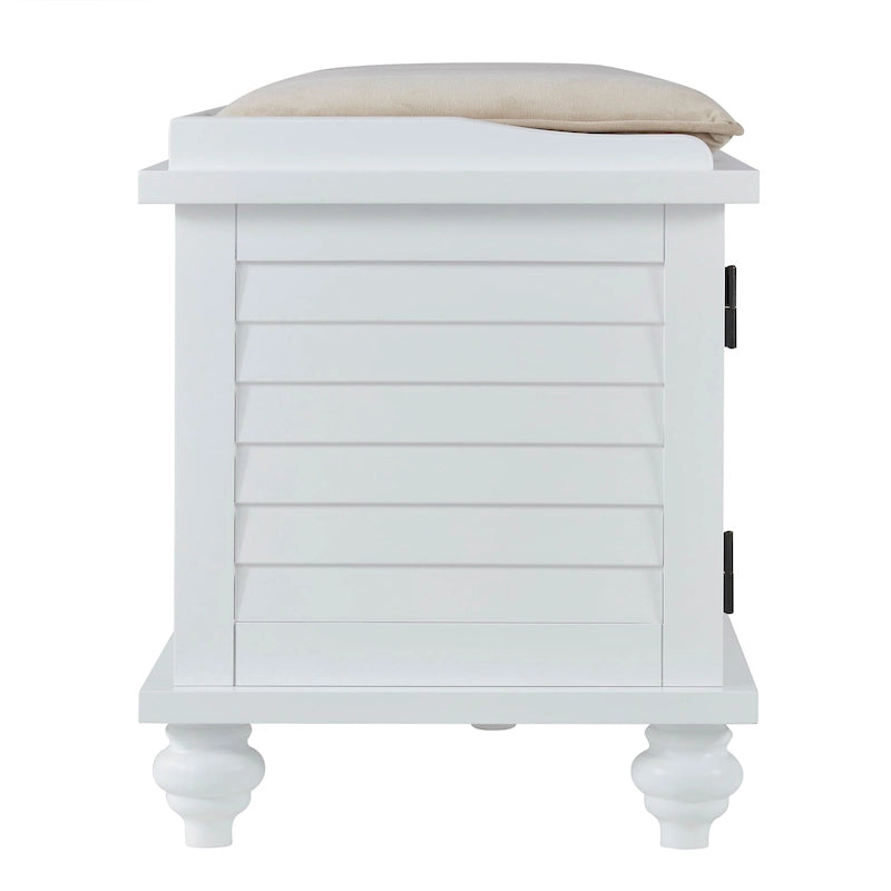 Banc de rangement à porte persienne avec coussin en velours Maybelle par iNSPIRE Q Classic