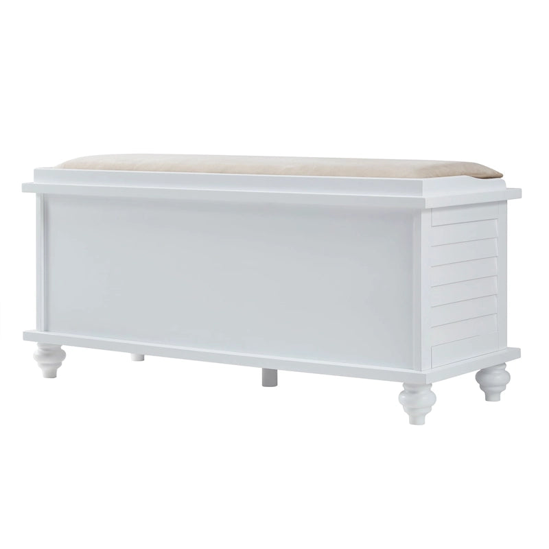 Banc de rangement à porte persienne avec coussin en velours Maybelle par iNSPIRE Q Classic
