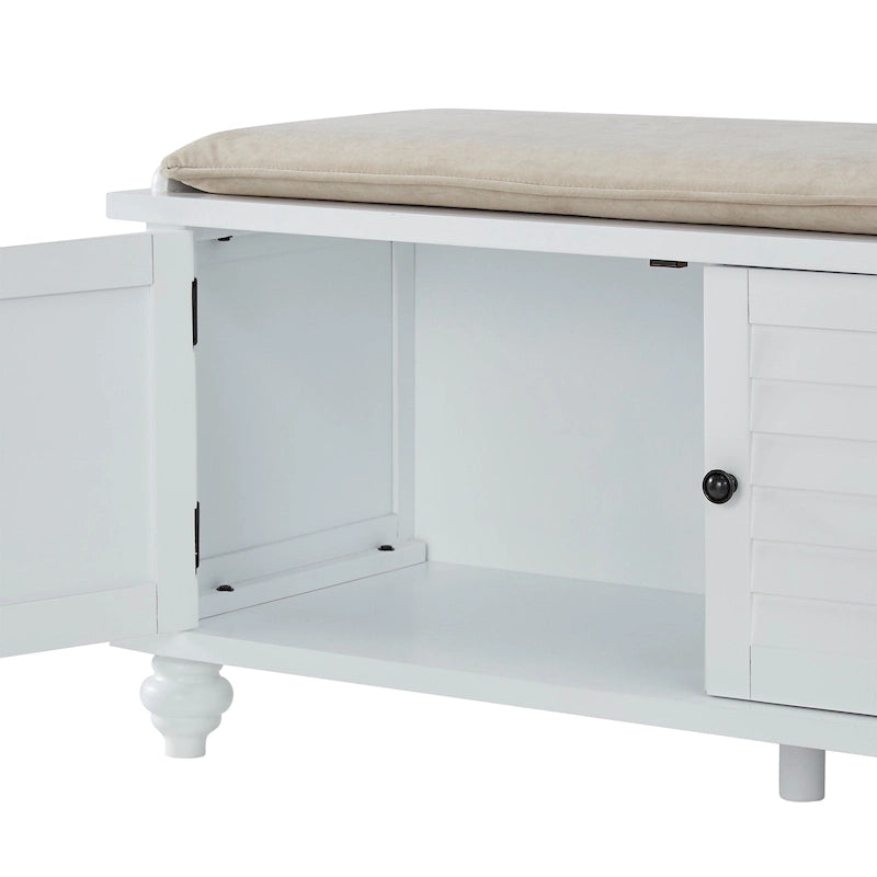 Banc de rangement à porte persienne avec coussin en velours Maybelle par iNSPIRE Q Classic