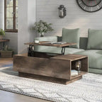 Table basse Uver Rustic 47 pouces à plateau relevable et une étagère, par Furniture of America