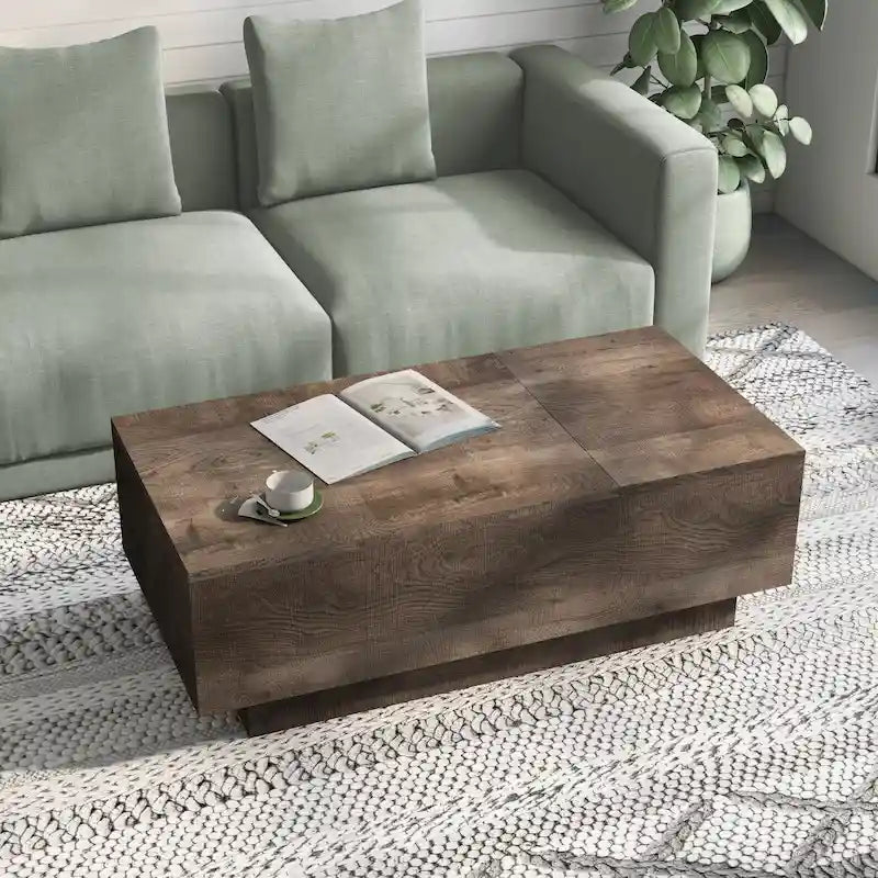 Table basse Uver Rustic 47 pouces à plateau relevable et une étagère, par Furniture of America