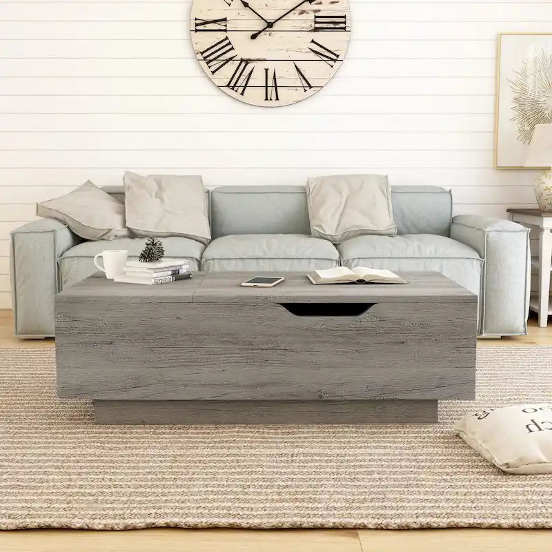 Table basse Uver Rustic 47 pouces à plateau relevable et une étagère, par Furniture of America