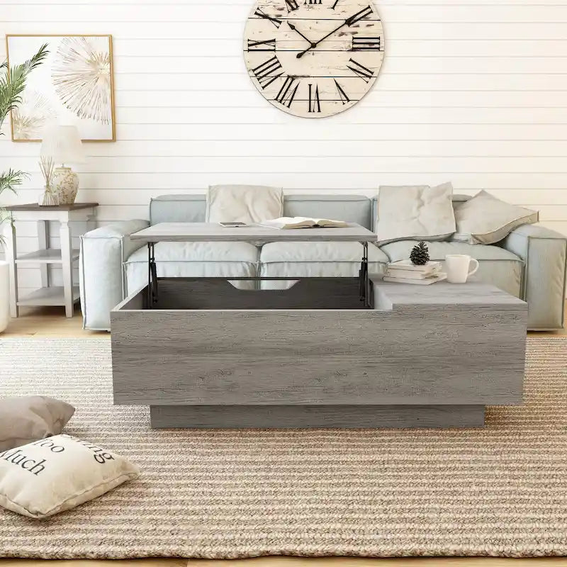 Table basse Uver Rustic 47 pouces à plateau relevable et une étagère, par Furniture of America