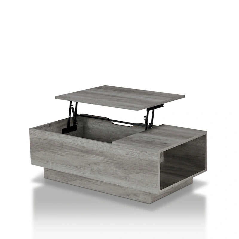 Table basse Uver Rustic 47 pouces à plateau relevable et une étagère, par Furniture of America