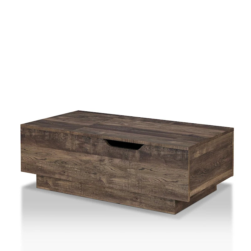 Table basse Uver Rustic 47 pouces à plateau relevable et une étagère, par Furniture of America
