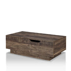 Table basse Uver Rustic 47 pouces à plateau relevable et une étagère, par Furniture of America