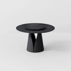 Table de salle à manger ronde blanche moderne, plateau en pierre frittée, piètement en acier au carbone noir massif