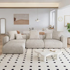 L Shaped Modern Sectional Couch Sofa with 5 Pillows and Chaise Ottoman, Cushion Covers Removable