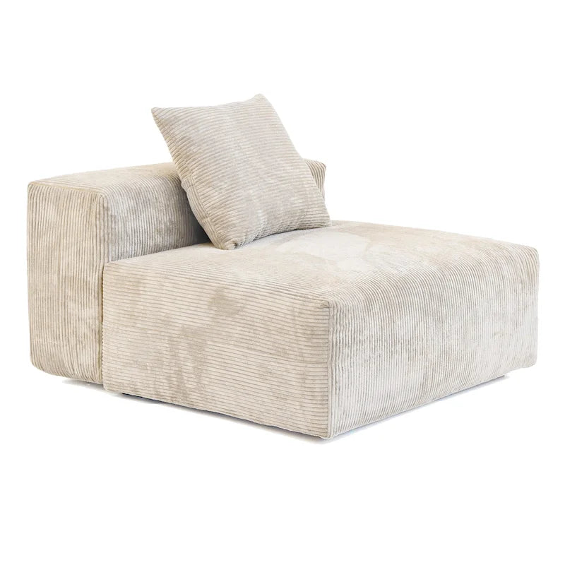 Canapé d'angle moderne en forme de L avec 5 coussins et pouf méridienne, housses de coussins amovibles