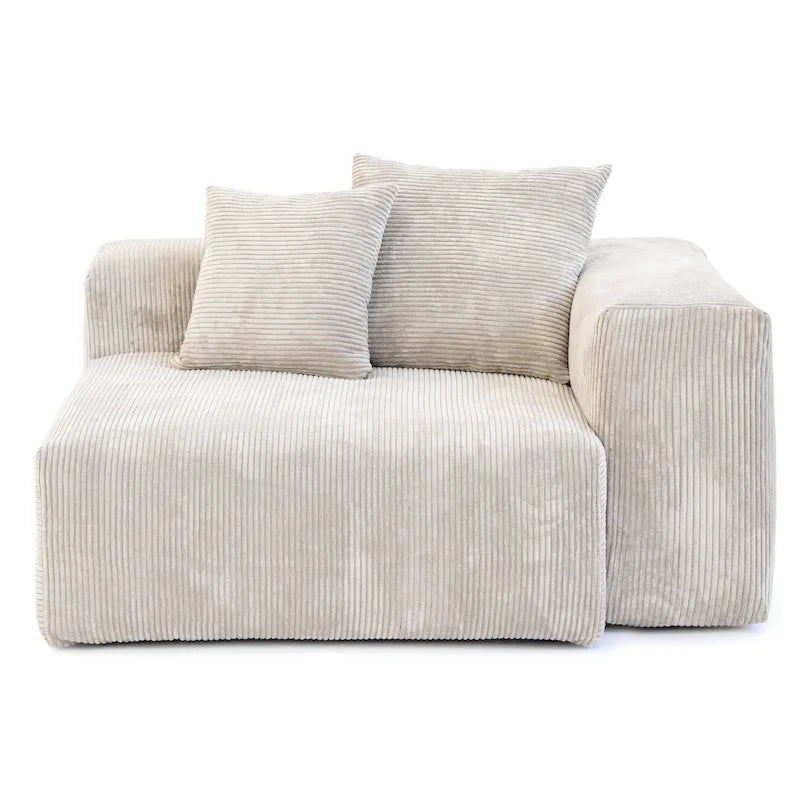 Canapé d'angle moderne en forme de L avec 5 coussins et pouf méridienne, housses de coussins amovibles
