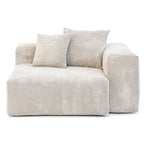 Canapé d'angle moderne en forme de L avec 5 coussins et pouf méridienne, housses de coussins amovibles