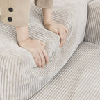 Canapé d'angle moderne en forme de L avec 5 coussins et pouf méridienne, housses de coussins amovibles