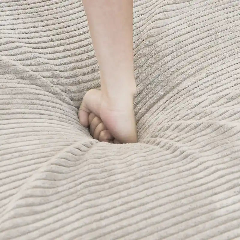 Canapé d'angle moderne en forme de L avec 5 coussins et pouf méridienne, housses de coussins amovibles