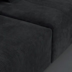 Canapé d'angle moderne en forme de L avec 5 coussins et pouf méridienne, housses de coussins amovibles
