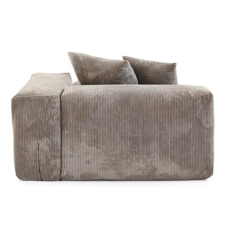 Canapé d'angle moderne en forme de L avec 5 coussins et pouf méridienne, housses de coussins amovibles