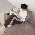 Canapé d'angle moderne en forme de L avec 5 coussins et pouf méridienne, housses de coussins amovibles