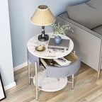 Table d'appoint moderne Myhozm avec tiroir de rangement, table de chevet ronde avec pieds en métal pour salon, chambre, bureau