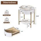 Table d'appoint moderne Myhozm avec tiroir de rangement, table de chevet ronde avec pieds en métal pour salon, chambre, bureau
