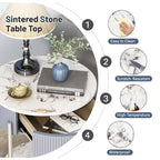 Table d'appoint moderne Myhozm avec tiroir de rangement, table de chevet ronde avec pieds en métal pour salon, chambre, bureau