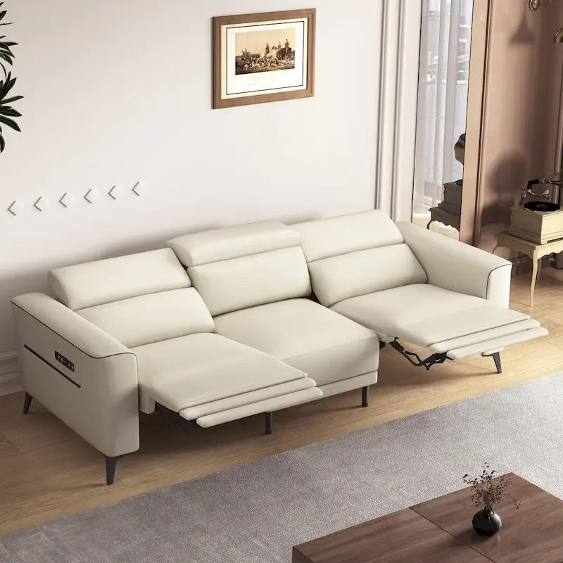Canapé inclinable électrique en cuir de 112,5 pouces avec port de chargement USB