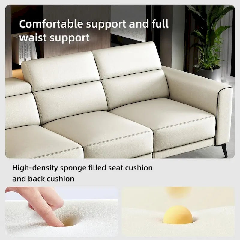 Canapé inclinable électrique en cuir de 112,5 pouces avec port de chargement USB