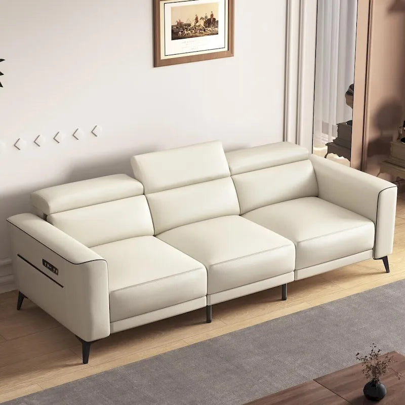 Canapé inclinable électrique en cuir de 112,5 pouces avec port de chargement USB
