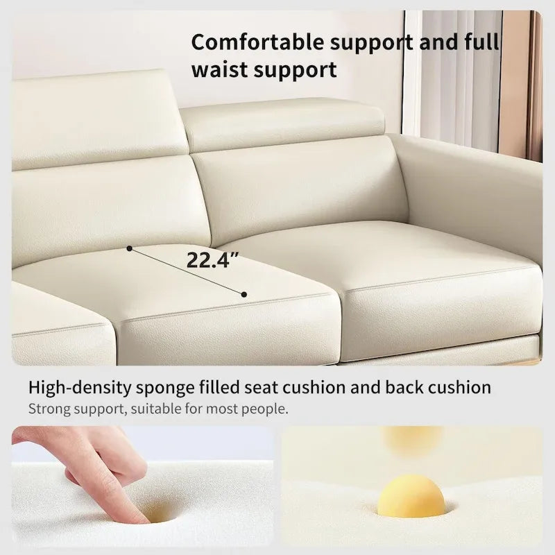 Canapé inclinable électrique en cuir de 112,5 pouces avec port de chargement USB