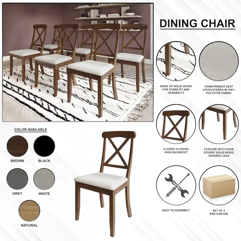 Chaises de salle à manger en bois style ferme CraftPorch (lot de 2) - Non disponible