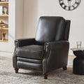 Fauteuil inclinable en cuir véritable style Mid-Century Modern, couleur cigare, orné de clous décoratifs, par HULALA HOME