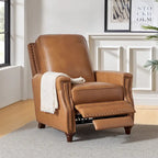 Fauteuil inclinable en cuir véritable style Mid-Century Modern, couleur cigare, orné de clous décoratifs, par HULALA HOME