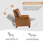 Fauteuil inclinable en cuir véritable style Mid-Century Modern, couleur cigare, orné de clous décoratifs, par HULALA HOME