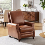 Fauteuil inclinable en cuir véritable style Mid-Century Modern, couleur cigare, orné de clous décoratifs, par HULALA HOME
