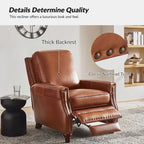 Fauteuil inclinable en cuir véritable style Mid-Century Modern, couleur cigare, orné de clous décoratifs, par HULALA HOME