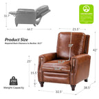 Fauteuil inclinable en cuir véritable style Mid-Century Modern, couleur cigare, orné de clous décoratifs, par HULALA HOME