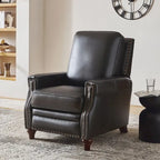 Fauteuil inclinable en cuir véritable style Mid-Century Modern, couleur cigare, orné de clous décoratifs, par HULALA HOME