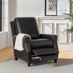 Fauteuil inclinable en cuir véritable style Mid-Century Modern, couleur cigare, orné de clous décoratifs, par HULALA HOME