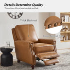 Fauteuil inclinable en cuir véritable style Mid-Century Modern, couleur cigare, orné de clous décoratifs, par HULALA HOME