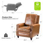Fauteuil inclinable en cuir véritable style Mid-Century Modern, couleur cigare, orné de clous décoratifs, par HULALA HOME