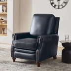 Fauteuil inclinable en cuir véritable style Mid-Century Modern, couleur cigare, orné de clous décoratifs, par HULALA HOME