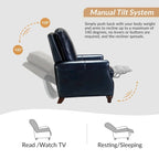 Fauteuil inclinable en cuir véritable style Mid-Century Modern, couleur cigare, orné de clous décoratifs, par HULALA HOME