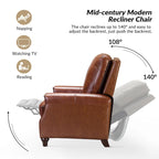 Fauteuil inclinable en cuir véritable style Mid-Century Modern, couleur cigare, orné de clous décoratifs, par HULALA HOME