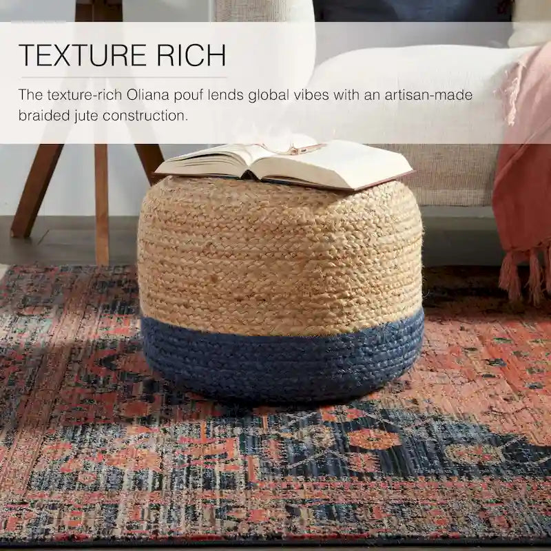 Pouf/repose-pieds rond en jute Saba de Juniper Home