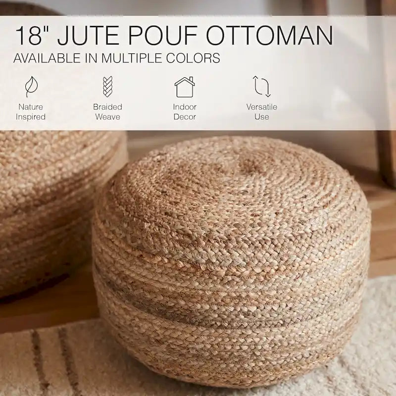 Pouf/repose-pieds rond en jute Saba de Juniper Home