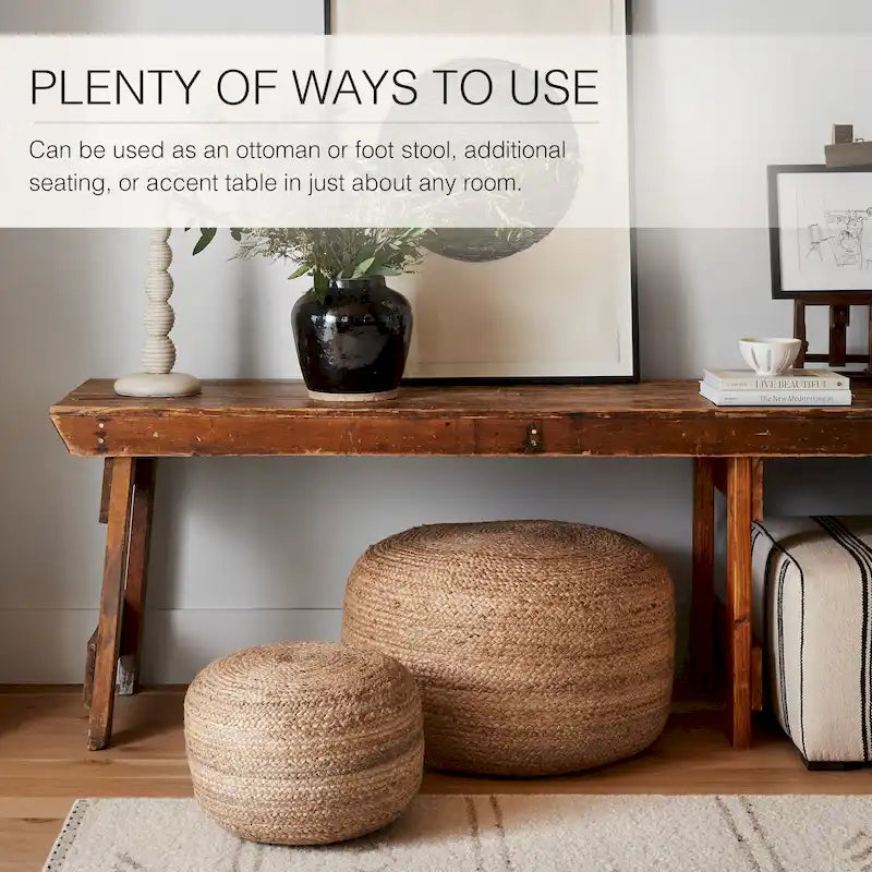 Pouf/repose-pieds rond en jute Saba de Juniper Home