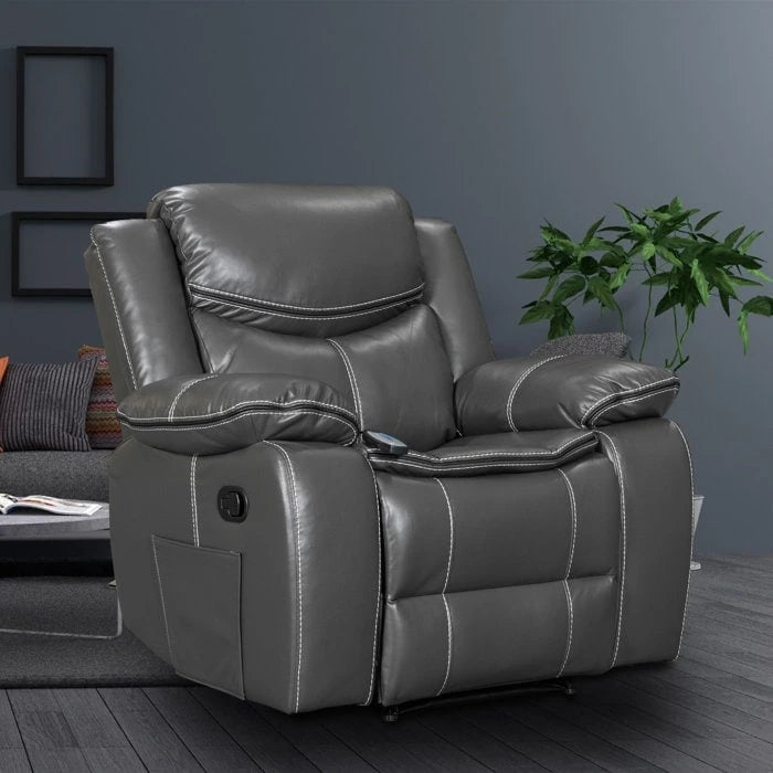 Fauteuil inclinable à large assise en cuir durable avec massage et chauffage