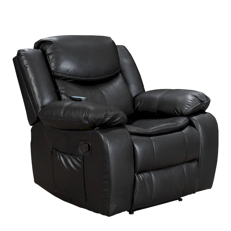 Fauteuil inclinable à large assise en cuir durable avec massage et chauffage