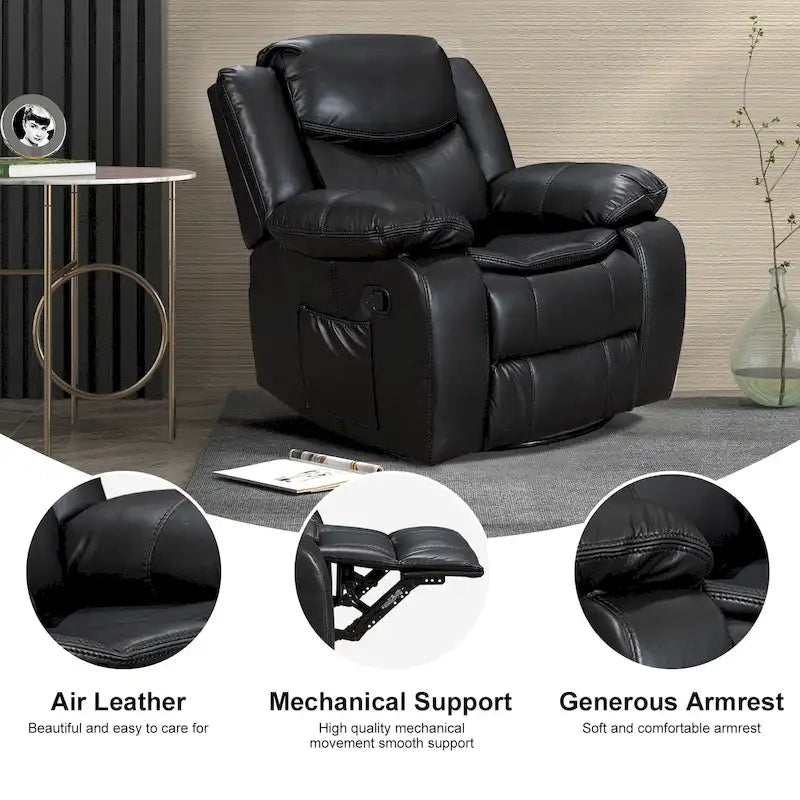 Fauteuil inclinable à large assise en cuir durable avec massage et chauffage